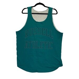 Rare Vintage 90s Russell Athletic Teal Lined Tank Top Shirt
